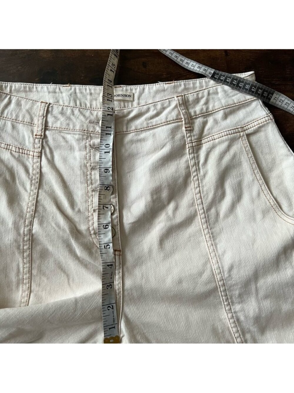 ULLA JOHNSON Women's Brodie Jeans Tapered Ankle Ivory Size 10 High Rise - Picture 14 of 16